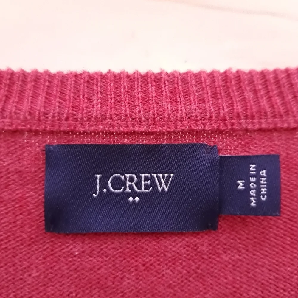 Men's J.Crew Red V-Neck‎ Long Sleeve Sweater Size Medium
